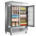 thumbnail image 1 of Coolski 49 Cu.ft Commercial Refrigerator, 2-Door Stainless Steel Reach-In Fridge, 1 of 9