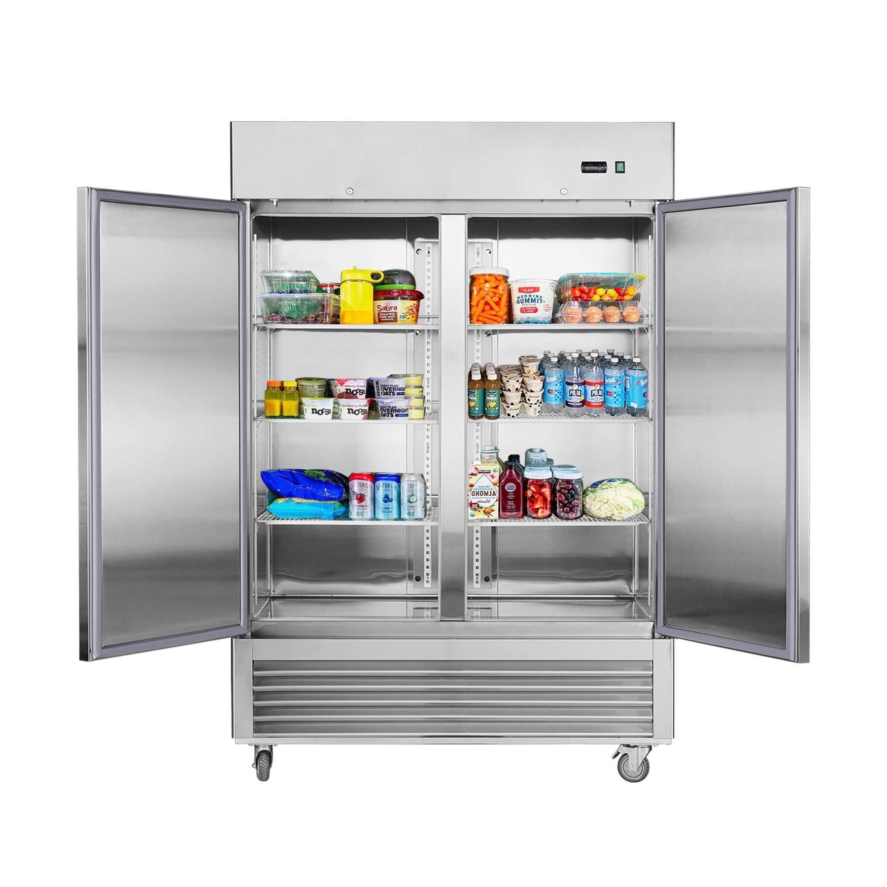 54"W 2 Section Reach-in Commercial Refrigerator 42.2 Cu.ft. Upright Fan Cooling Refrigerator for Restaurants and Commercial Environments