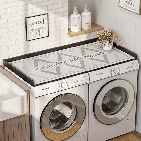 54"W Washer Dryer Countertop with Anti-Slip Pad, Countertop for Laundry Room Organization, Countertop for Front-Loaded Washing Machine and Dryer, Black