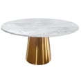 thumbnail image 1 of 54'' White and Gray Vein Marble Table with Brushed Gold base, 1 of 3