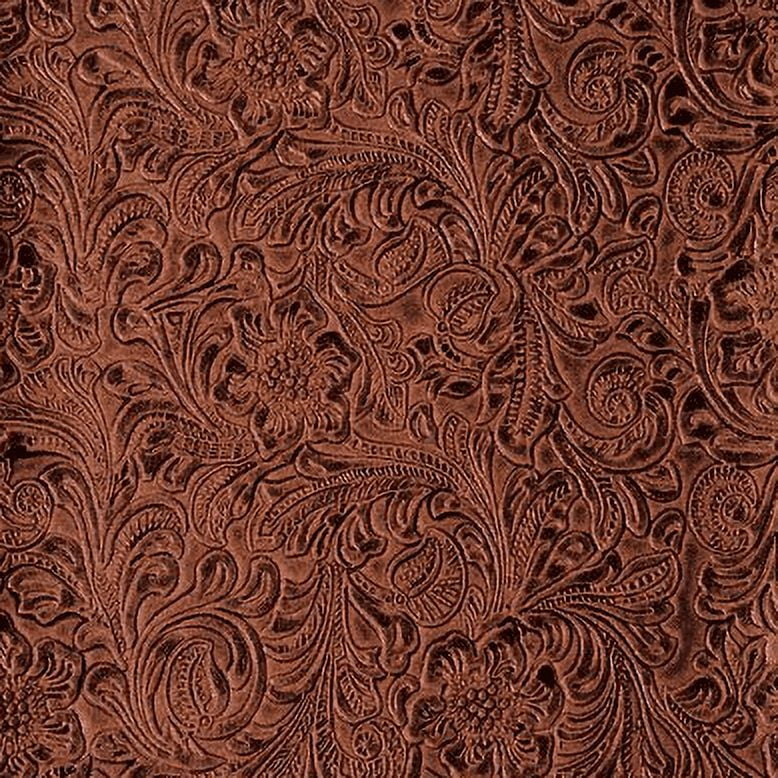 Designer Fabrics G345 54 in. Wide Brown, Metallic Raised Floral Vines  Upholstery Faux Leather 