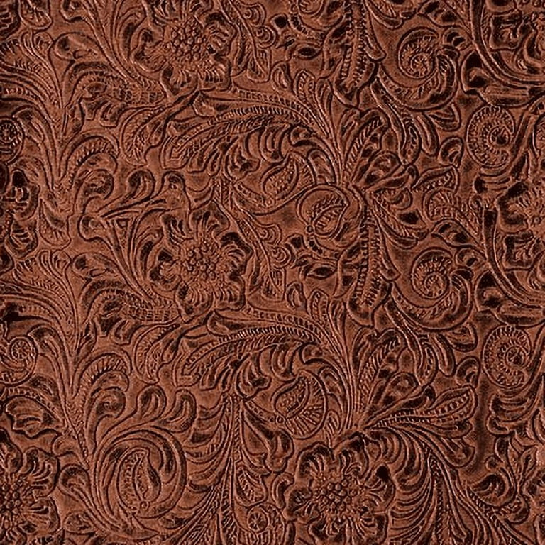 54'' Wide Faux Leather Fabric Tooled Floral Copper by The Yard (Fake  Leather Upholstery )