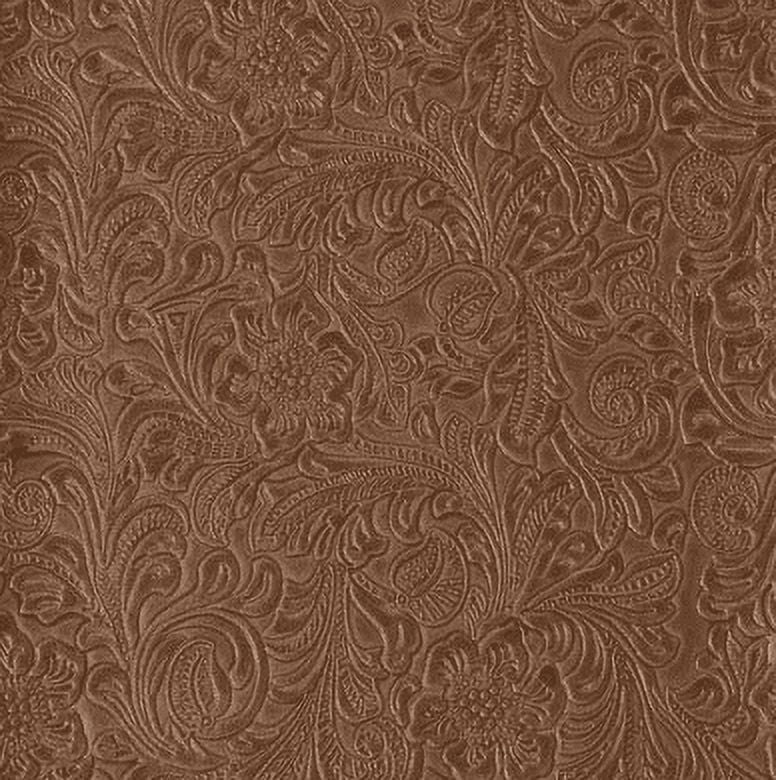 54'' Wide Faux Leather Fabric Tooled Floral Saddle / Nugget By The Yard
