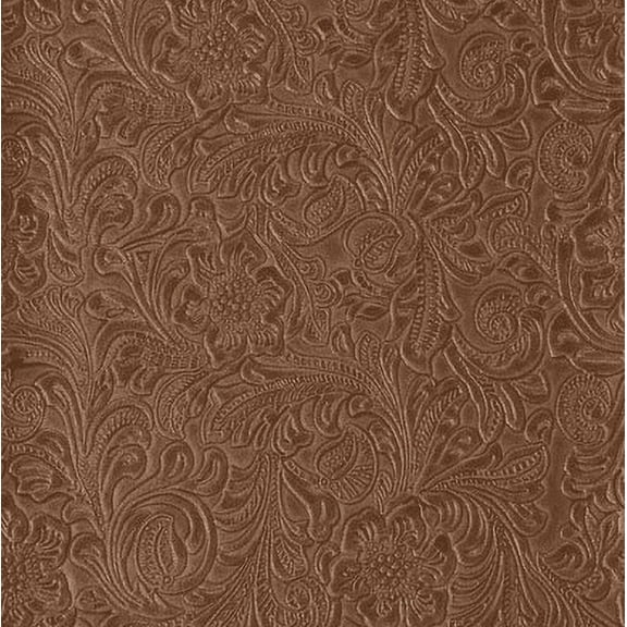 54'' Wide Faux Leather Fabric Tooled Floral Saddle / Nugget By The Yard