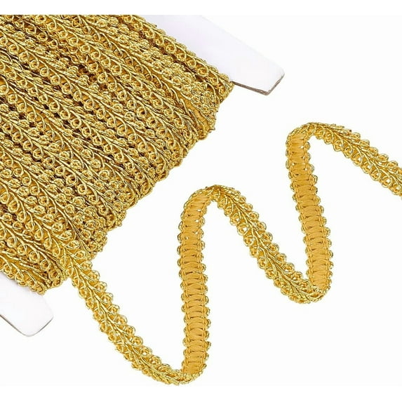 54 Yard Braid Trim 1/4 Inch Metallic Braid Lace Trim Flower Pattern Gold Woven Fabric