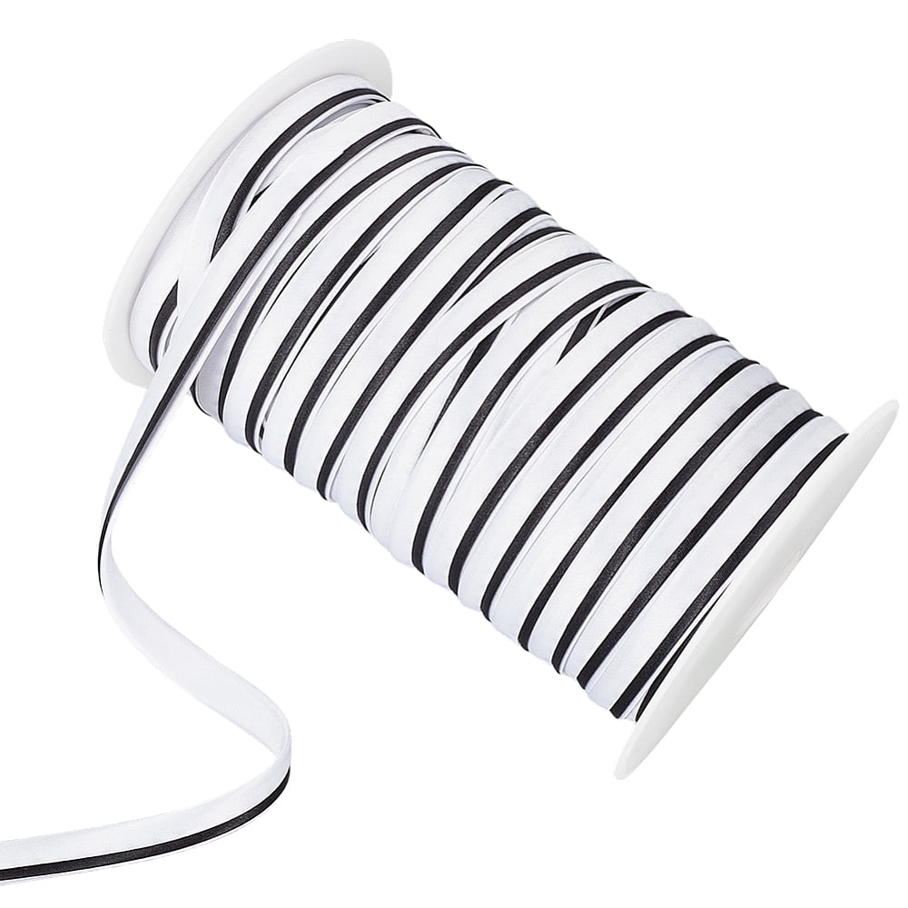 54 Yards Two Tone Polyester Satin Piping Ribbon (Black White) 3/8Inches ...