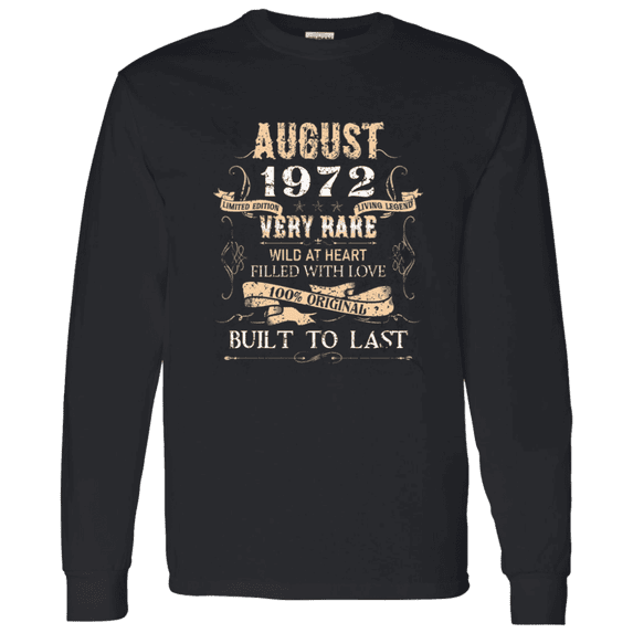 54 Years Old 54Th Birthday Legend Vintage August 1972 Bday Long Sleeve Shirt