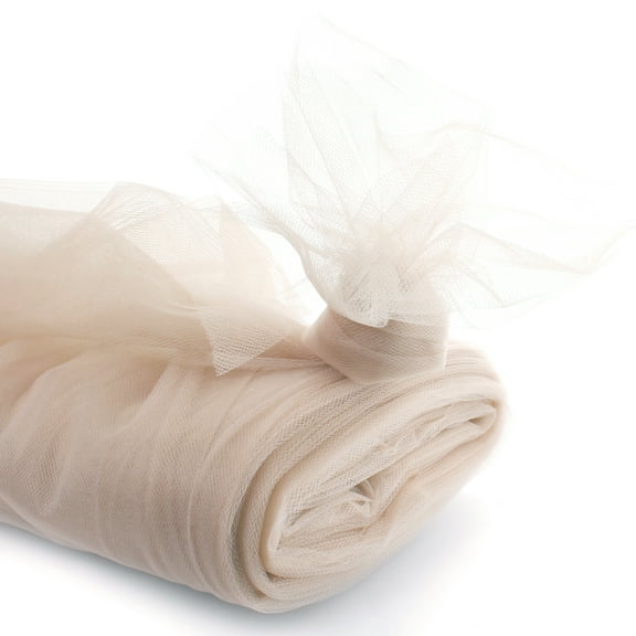 54" by 25 Yards Premium Tulle Fabric Bolt For Crafts, Weddings, Party Decorations, Gifts - Champagne