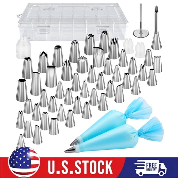 54 in 1 Piping Bags and Tips Set, 13 Large Size + 35 Standard Size Icing Tips