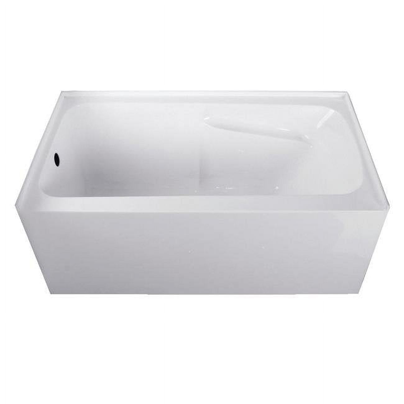 54-Inch White Acrylic Alcove Soaking Bathtub with Arm Rest