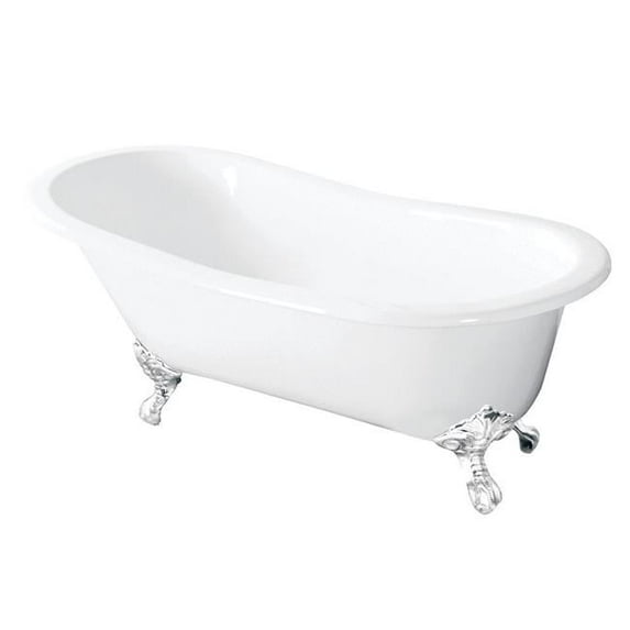 54 in. Aqua Eden Cast Iron Slipper Clawfoot Tub without Faucet Drillings, White