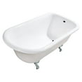 thumbnail image 1 of 54 in. Cast Iron Roll Top Clawfoot Tub, White & Polished Chrome, 1 of 1