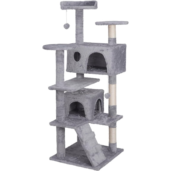 54 in Cat Tree Tower for Indoor Cats Multi-Level Cat Condo Cat Bed Furniture with Scratching Post Kittens Activity Center