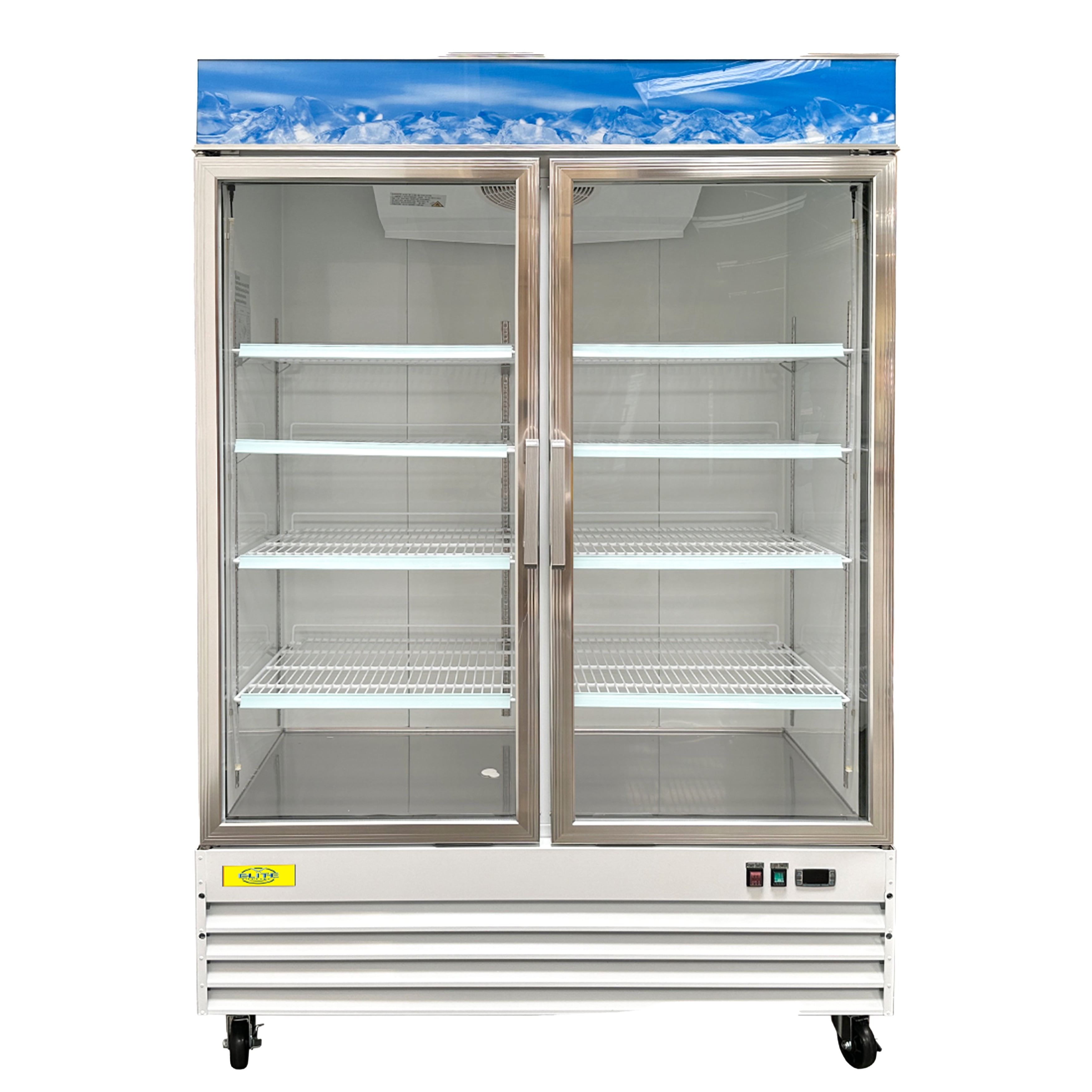 54 in. Commercial Glass Door Refrigerator 45 Cu.Ft Auto Defrost. Merchandiser Cooler Refrigerator 53.6''Wx33.7''Dx83.8''H