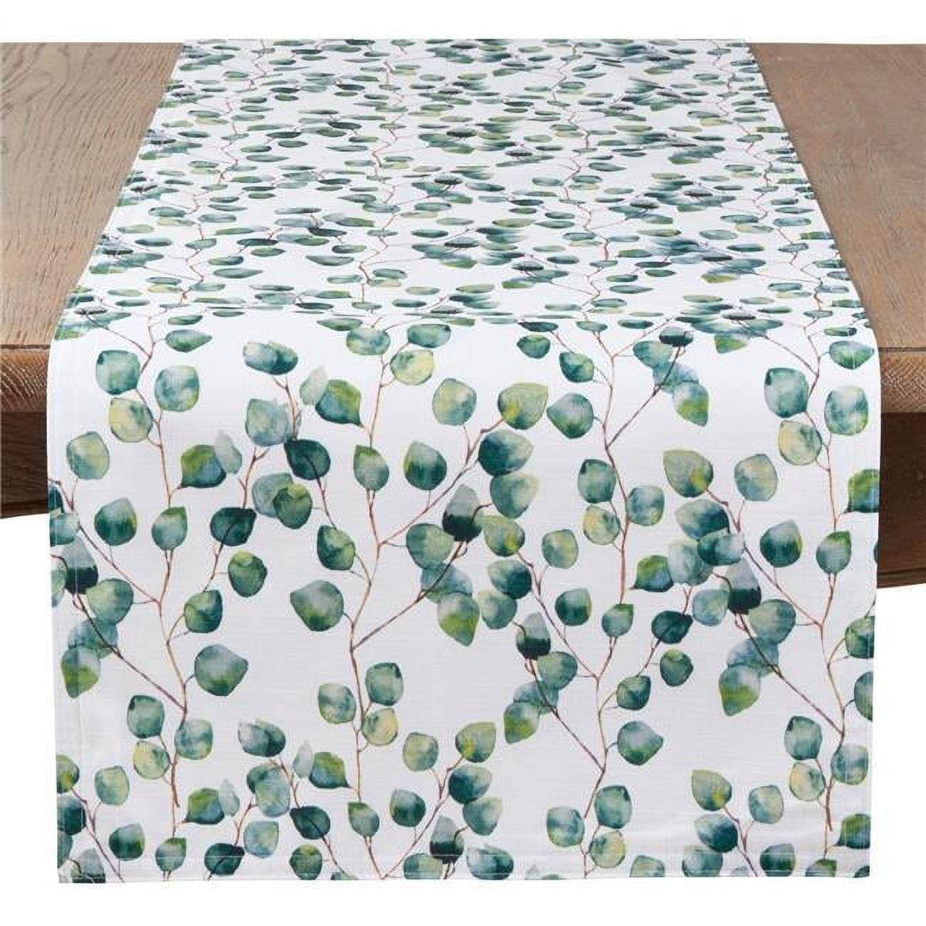 Eucalyptus Leaf Green Polyester Table Runner, 16 x 54 Inch