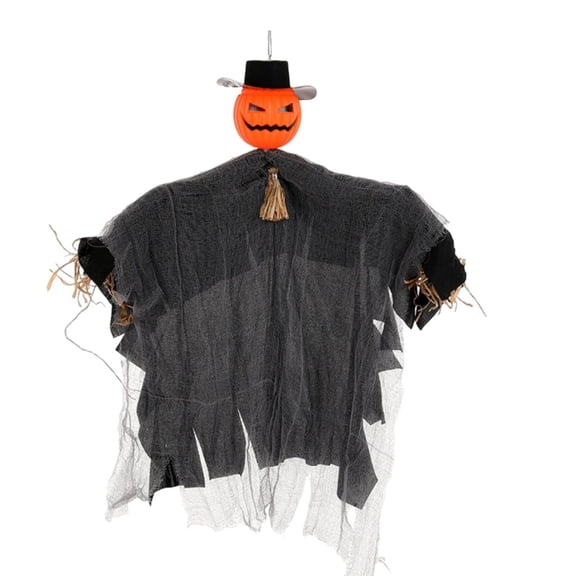 54 in. Halloween Creepy Hanging Ghosts 3 Pcs — Orange Pumpkins with Haunted Shadow Displays, Halloween Decorations for Porch Ceilings, Tree Branches & Entryway Displays — great for Halloween Parties