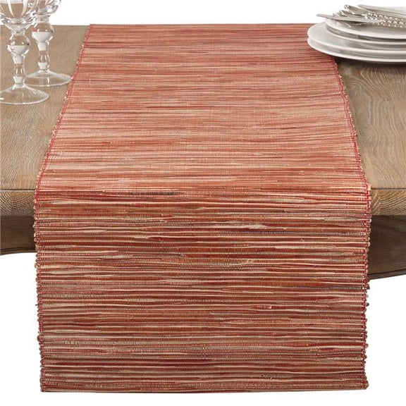 54 in. Shimmering Woven Nubby Water Hyacinth Table Runner, Rust