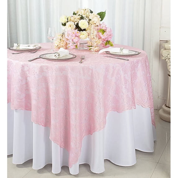54 in Square Lace Table Overlays, Lace Table Toppers for Wedding Decorations, Events Banquet Party Supplies ()