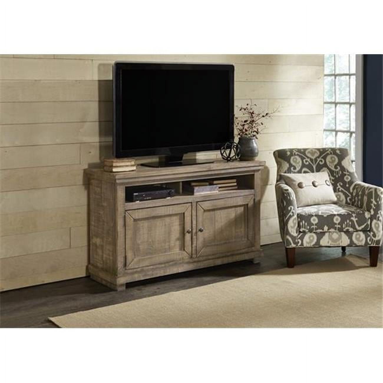 Willow Weathered Gray 54" Rustic Pine Console with Cabinet