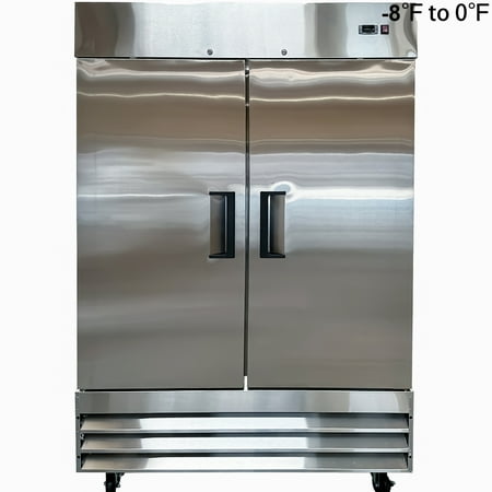 54 in. Two-Door Commercial Upright Reach-In Freezer 47 Cu. Ft. Auto Defrost, Stainless Steel NSF