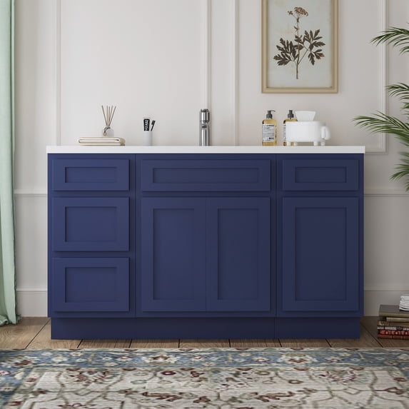 54 in. W x 21 in. D x 32.5 in. H Bath Vanity Cabinet without Top in Blue