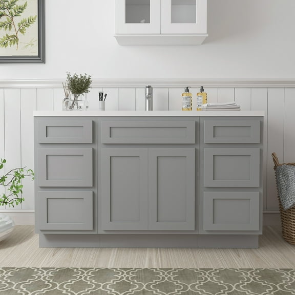 54 in. W x 21 in. D x 32.5 in. H Bath Vanity Cabinet without Top in Gray