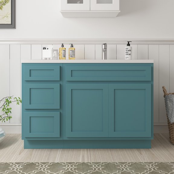 54 in. W x 21 in. D x 32.5 in. H Bath Vanity Cabinet without Top in Sea Green