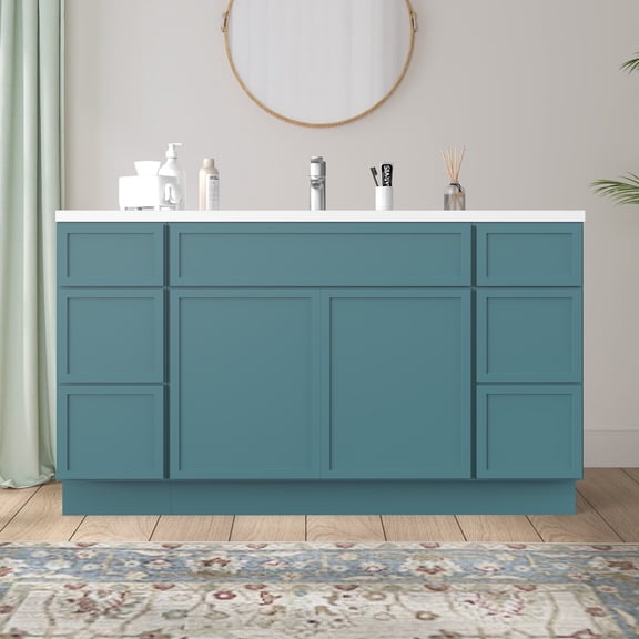 Vanity Art 54" Freestanding Bathroom Vanity Cabinet without Top in Sea Green