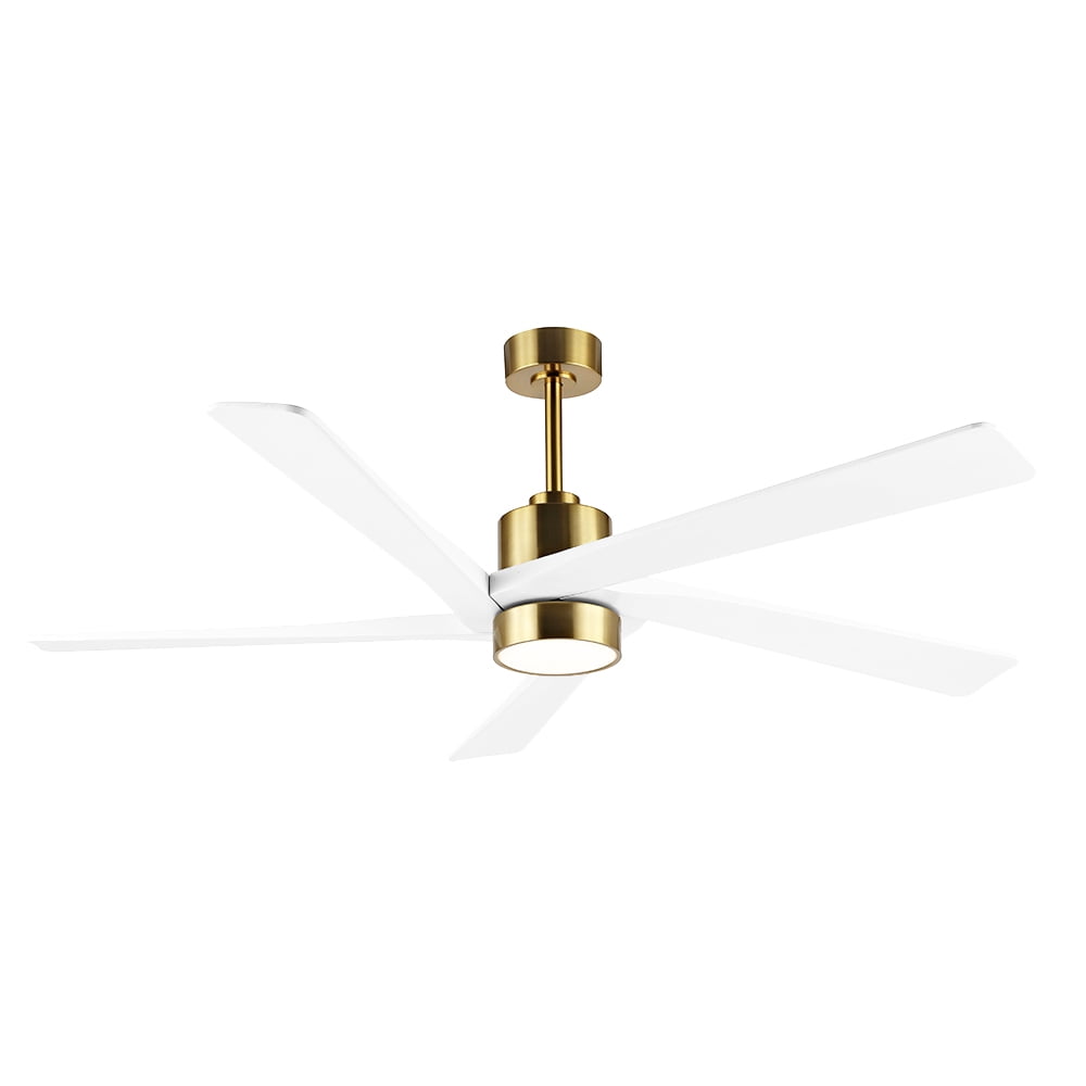 54" White and Gold Modern Ceiling Fan with LED Light and Remote