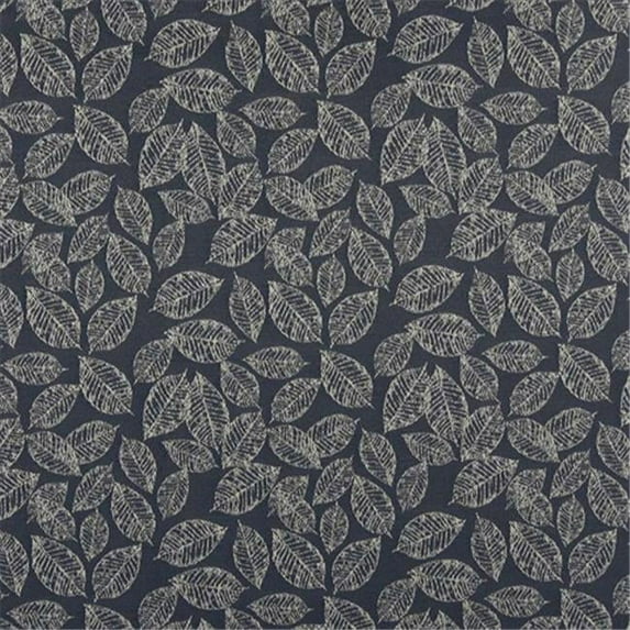 54 in. Wide Navy Blue- Floral Leaf Jacquard Woven Upholstery Fabric - Navy Blue