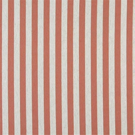 54 in. Wide Persimmon And Off White- Striped- Designer Quality Upholstery Fabric