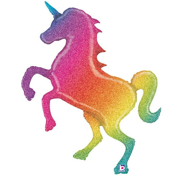 54 inch Glitter Rainbow Unicorn Betallic Foil Mylar Balloon - Party Supplies Decorations