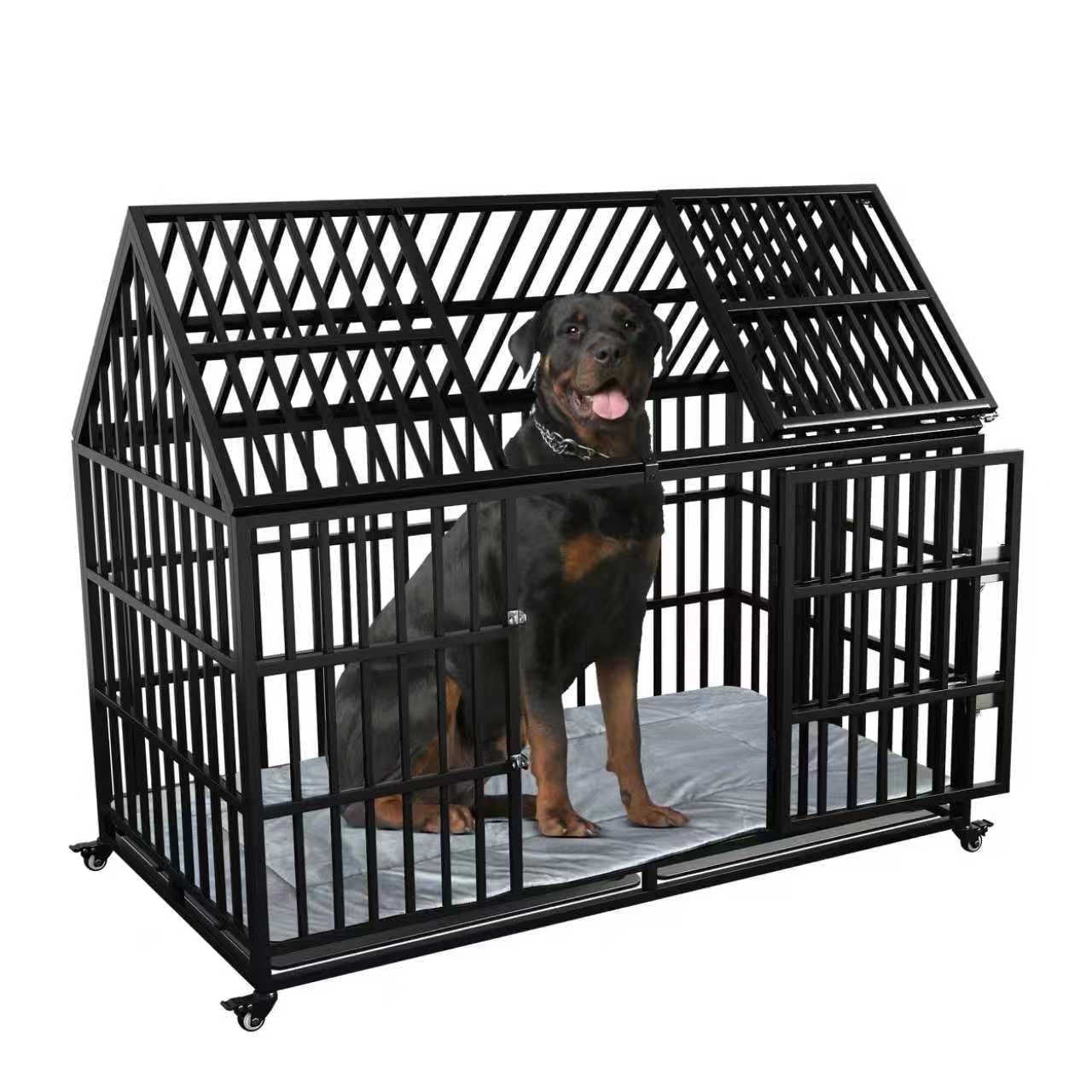 54 inch Heavy Duty Indestructible Dog Crate with Mat, Escape Proof