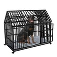 thumbnail image 1 of 54 inch Heavy Duty Indestructible Dog Crate with Mat, Escape Proof Dog Cage Kennel with Lockable Wheels, High Anxiety Double Door, Extra Large Crate Indoor for Large Dog with Removable Tray, 1 of 6