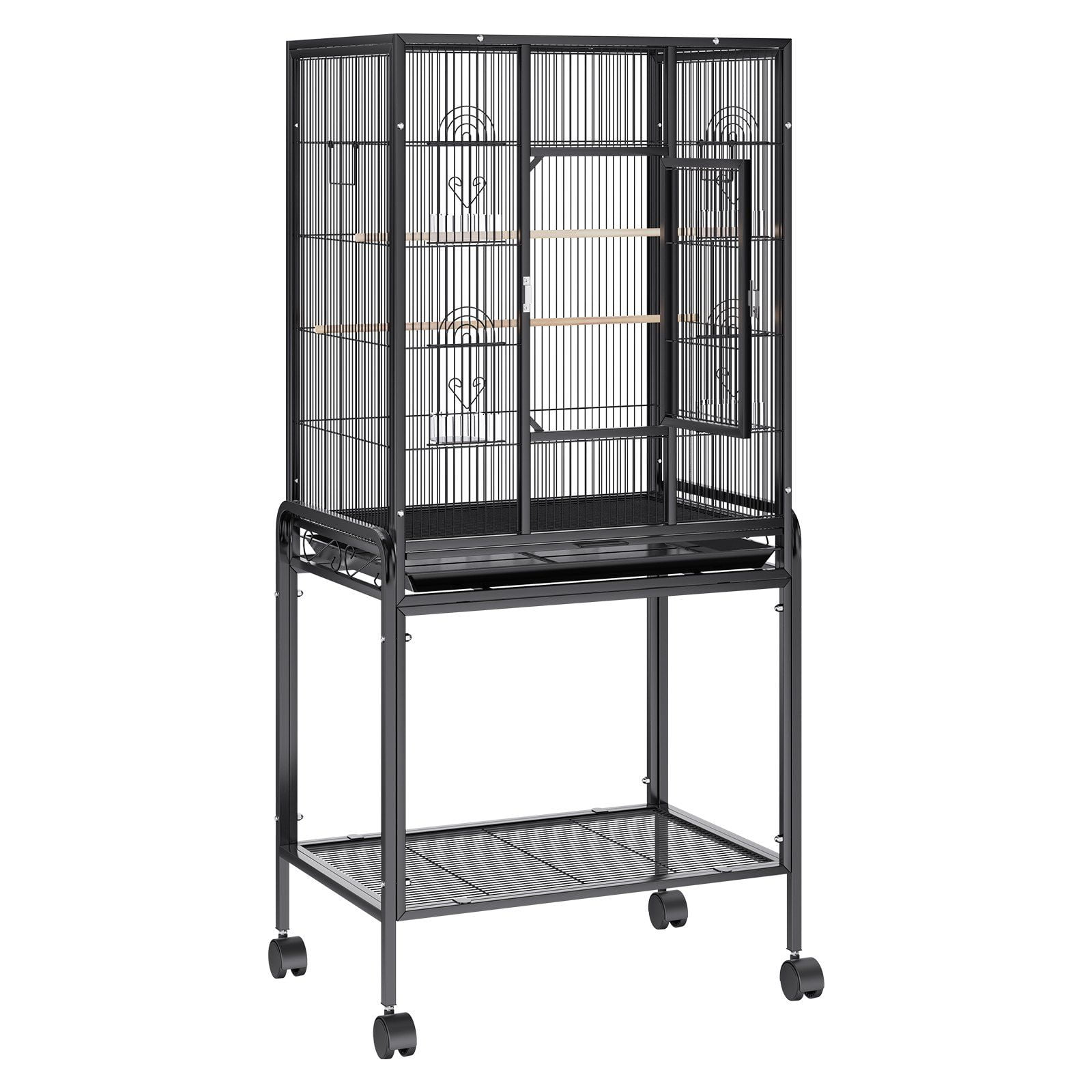 Image showcasing 54 inch Standing Large Bird Cage, Carbon Steel Flight Bird Cage for ...
