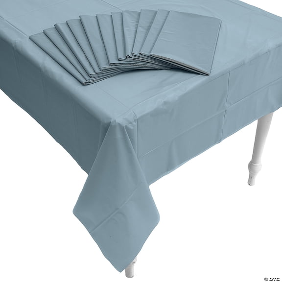 54" x 108" Bulk 12 Pieces Slate Blue Rectangle Disposable Plastic Tablecloths