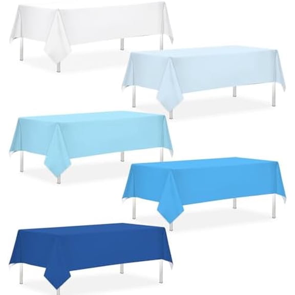 54 x 108 Inch Blue Tablecloths-5Pcs Gradient Blue Ocean Under The Sea Theme Plastic Table Covers for Birthday,Baby Shower,Wedding