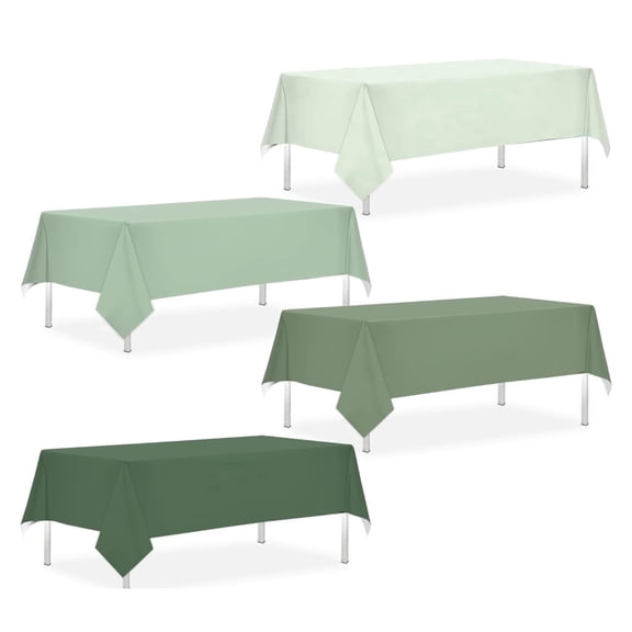 54 x 108 Inch Sage Green Tablecloths-4Pcs Gradient Green Disposable Plastic Rectangle Table Covers for Birthday,Baby Shower,Wedding