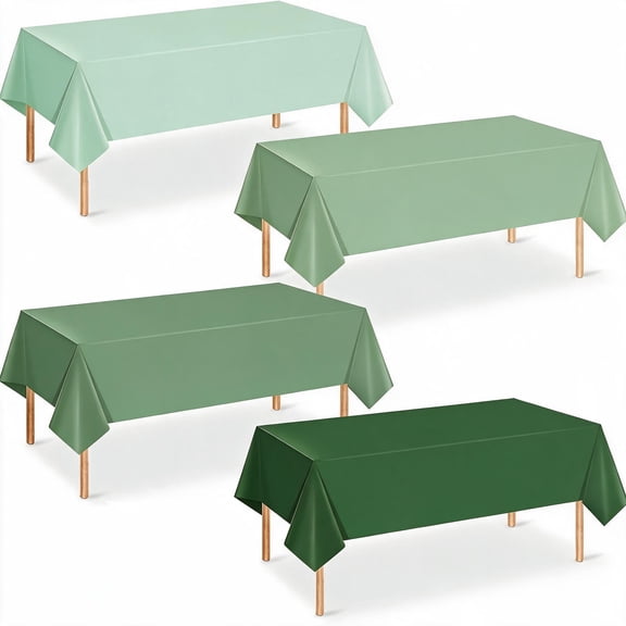 54 x 108 Inch Sage Green Tablecloths-4Pcs Gradient Green Disposable Plastic Rectangle Table Covers for Birthday,Wedding