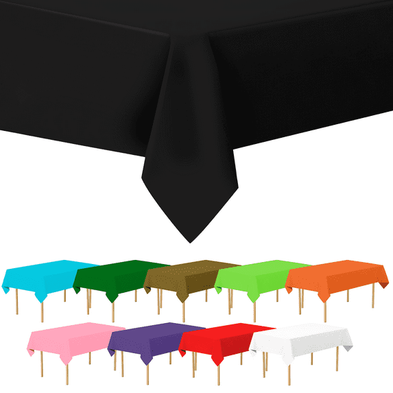 54" x 108" Rectangular Plastic BLK Reusable Table Cover-Ideal for Weddings Party
