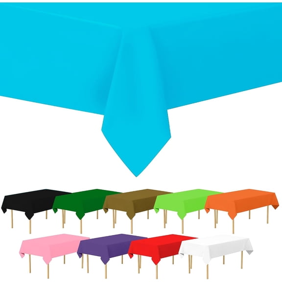 54" x 108" Rectangular Plastic Light BLU Reusable Table Cover-Ideal for Weddings