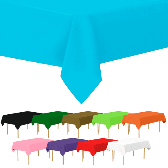 54" x 108" Rectangular Plastic Light BLU Reusable Table Cover-Ideal for Weddings