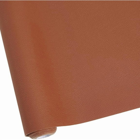 54 x 12 Inch 0.6mm Big Lychee Grain Leather Upholstery Soft Chocolate PU Leather Roll Waterproof Microfiber Vinyl Fabric Sheet for DIY Sewings Crafts Furniture Cover Decorations