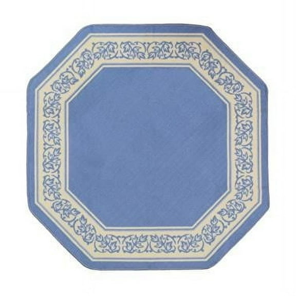 54 x 54 in. Floral Border Octagon Accent Rug - Blue