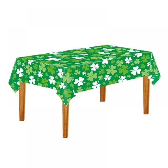 54 x 70 Inch St Patrick's Day & Spring Rectangle Tablecloth - Shamrock Patterned Waterproof Spillproof Stain Resistant Table Cloth for Dining Room Kitchen Party, Green Clover