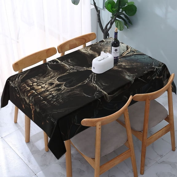 54" x 72" Rectangular Tablecloth, Table Cover for Indoor & Outdoor Dining, Party, Buffet Picnic, Cool Skull Head Gothic Death