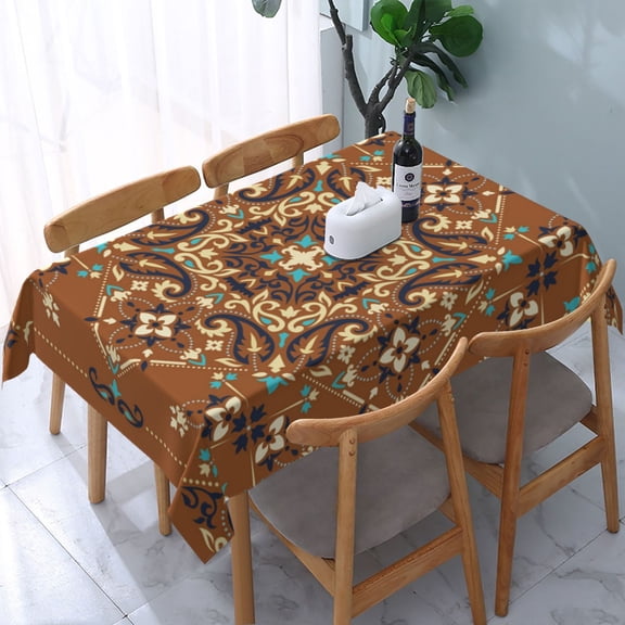 54" x 72" Rectangular Tablecloth, Table Cover for Indoor & Outdoor Dining, Party, Buffet Picnic, Ethnic Antique Oriental Turkish Persian
