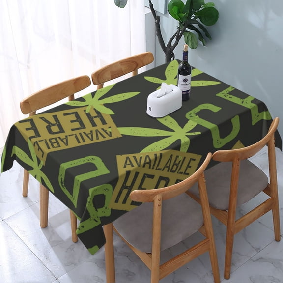 54" x 72" Rectangular Tablecloth, Table Cover for Indoor & Outdoor Dining, Party, Buffet Picnic, Hemp Leaves Patterns