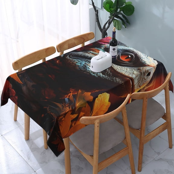 54" x 72" Rectangular Tablecloth, Table Cover for Indoor & Outdoor Dining, Party, Buffet Picnic, Iguana Smoke Art