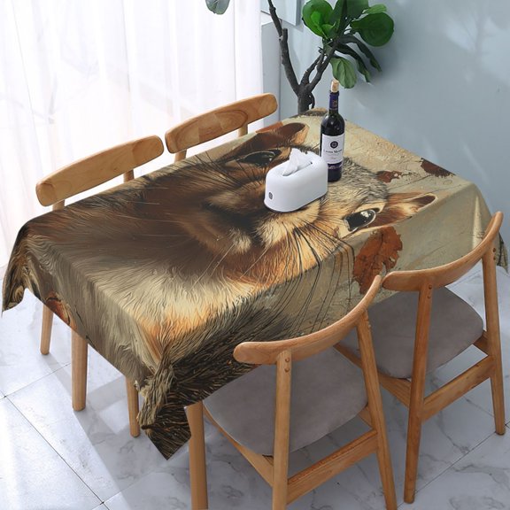 54" x 72" Rectangular Tablecloth, Table Cover for Indoor & Outdoor Dining, Party, Buffet Picnic, Squirrel Retro